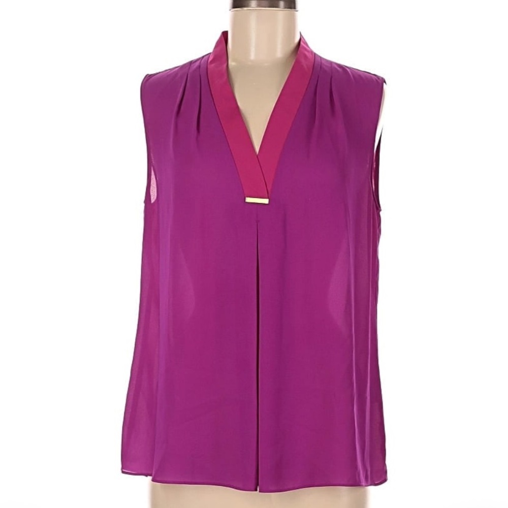 T Tahari Magenta Sleeveless Blouse